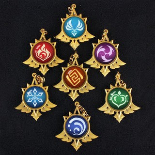 Genshin Impact Mondstadt Vision Keychain - Anemo - Pyro - Electro - Geo - Cryo - Dendro - Hydro