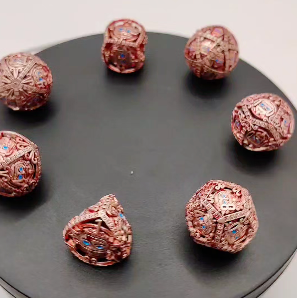 Aztec Hollow Metal Dice Set – Embrace the Power of the Ancients!