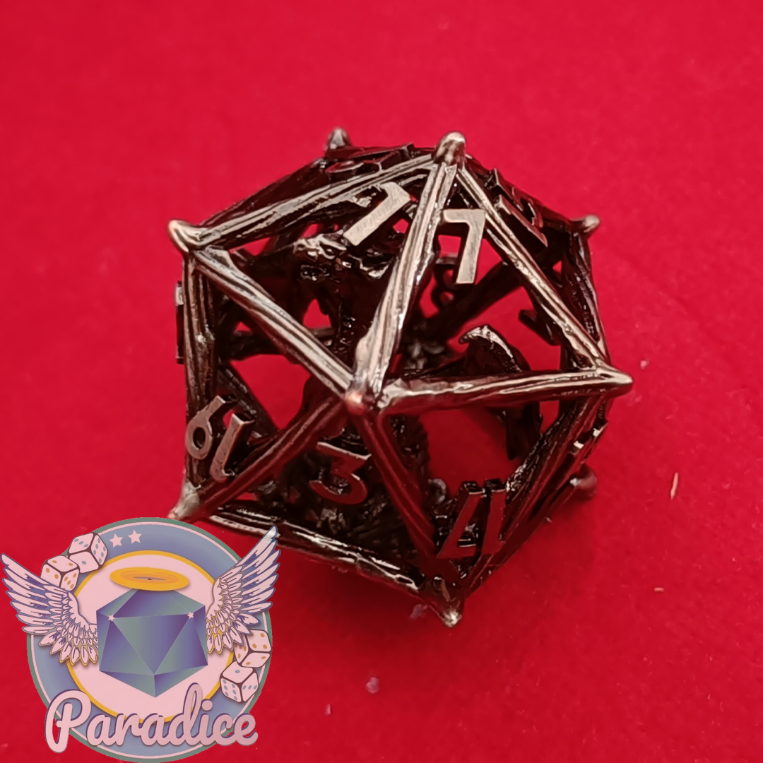 Drakhan Caged Figure Hollow Metal Dice Set - Unleash the Dragon Within